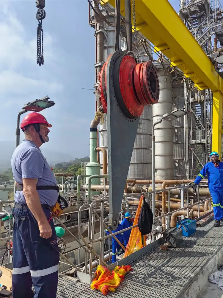 Technician carrying out plant maintenance on site